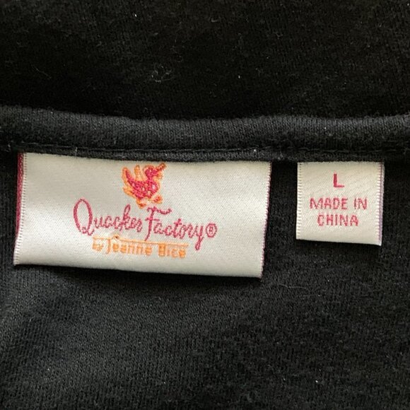 Quacker Factory Top Embroidered Roses  Rhinestones Sz L Black #20A - Picture 6 of 9